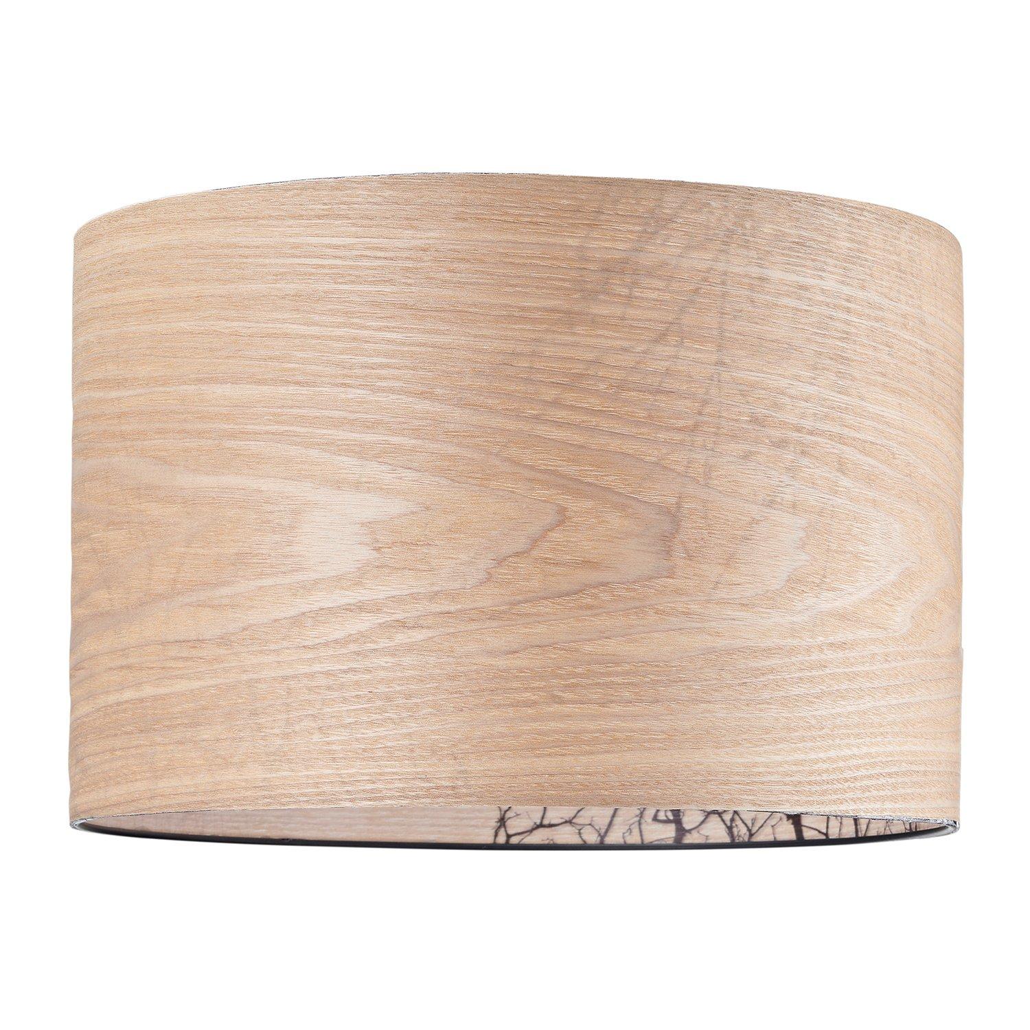 Eco Friendly Bamboo Wood Effect Lampshade with Black Woodland Trees Inner Lining